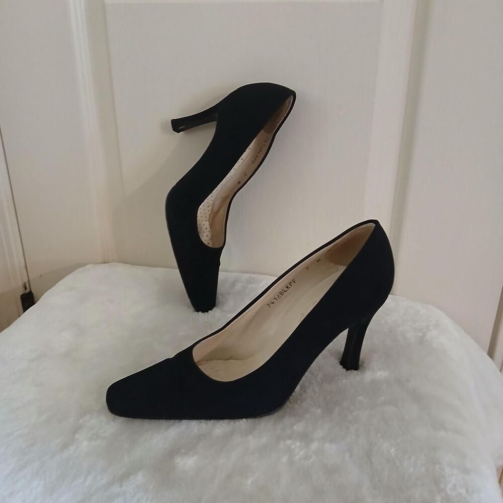 Vintage 80s 90s Sesto Meucci Black Chunky Stiletto Pumps 7 Old Money Luxury